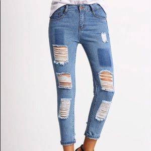 ripped blue jeans